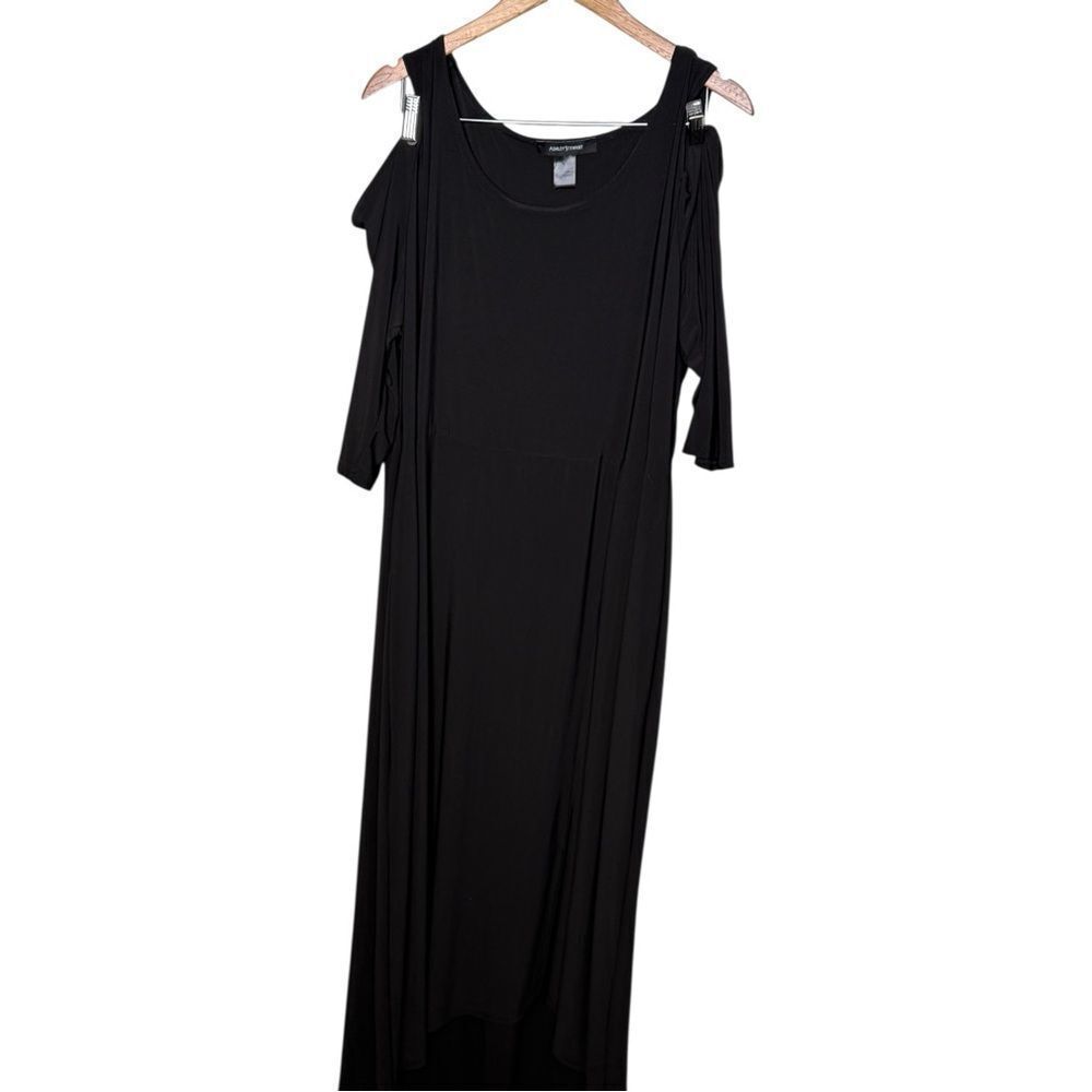 Ashley Stewart Black Cold Shoulder Hi-Low Maxi Dress Size 22/24 Plus Size